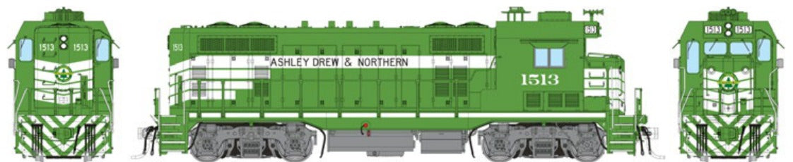 Rapido HO Scale Santa Fe CF7 Square Cab — Ashley, Drew & Northern #1513 (DC/Silent)
