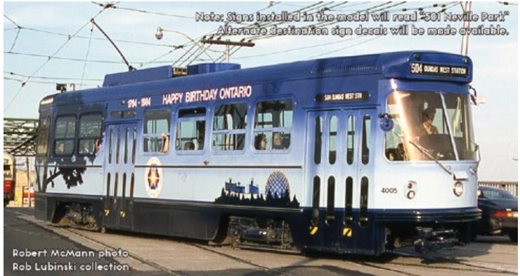 Rapido HO CLRV streetcar TTC "Happy Birthday Ontario" #4005