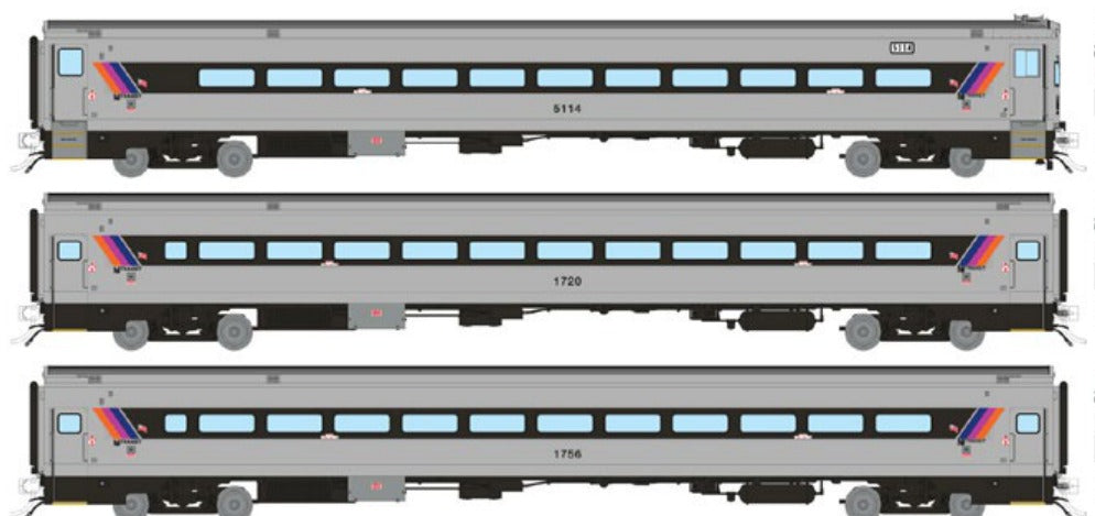 Rapido HO Scale Comet I Commuter Cars 3-Pack — NJ TRANSIT Ditch Light Era Set #2 (Cab #5123, Coaches #1733, #1748)