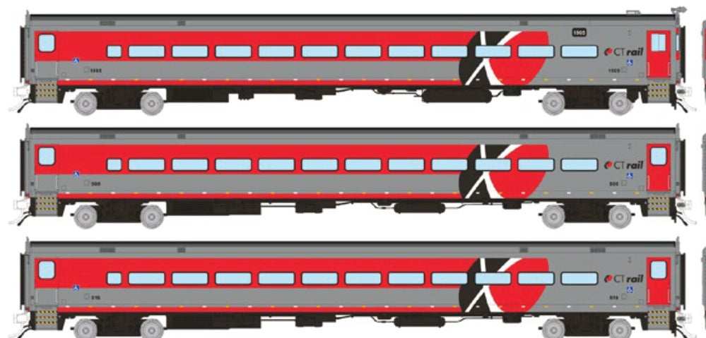 Rapido HO Scale Comet II Commuter Cars 3-Pack — CTrail Set #2 (Cab #1518, Coaches #501, #522)