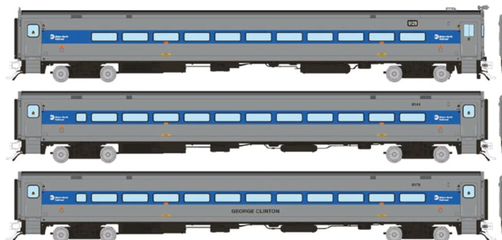 Rapido HO Scale Comet II Commuter Cars 3-Pack — Metro-North Modern Scheme Set #5 (Cab #6129, Coaches #6144, #6178)