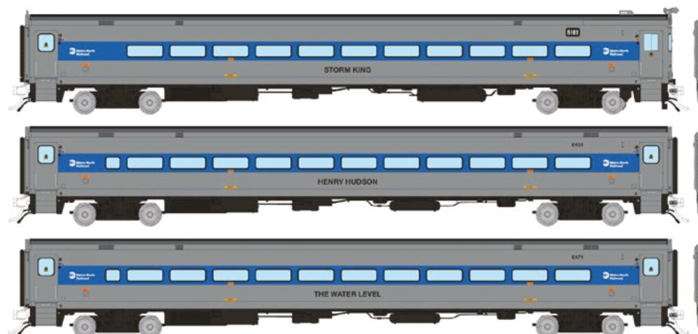 Rapido HO Scale Comet II Commuter Cars 3-Pack — Metro-North Modern Scheme Set #3 (Cab #6101, Coaches #6151, #6171)