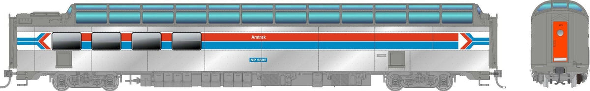 Rapido HO scale SP 3/4 dome-lounge, Amtrak Phase 1, ex-Southern Pacific leased, flat sides
