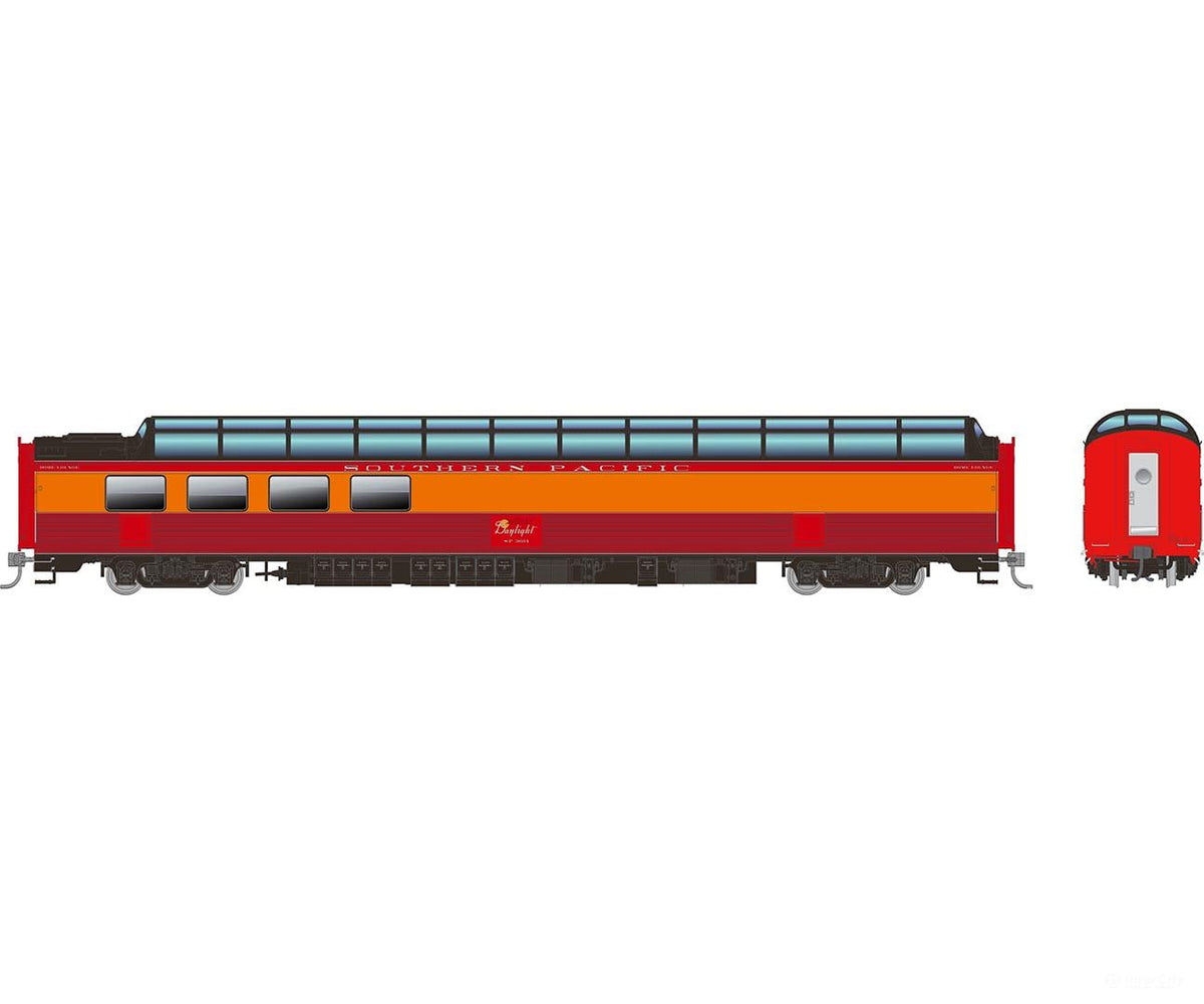 Rapido HO scale SP 3/4 dome-lounge, Southern Pacific Daylight, fluted sides