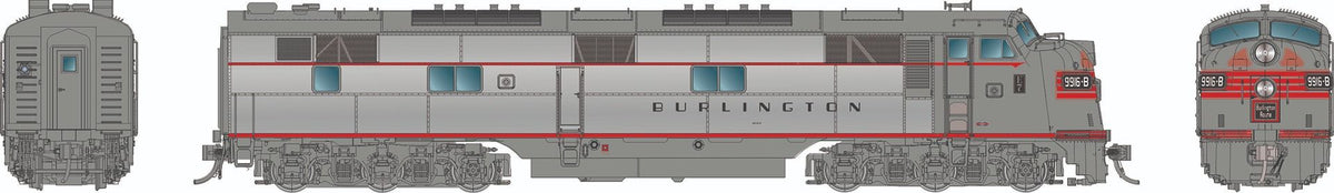 Rapido HO scale EMD E7A, Chicago, Burlington & Quincy silver scheme