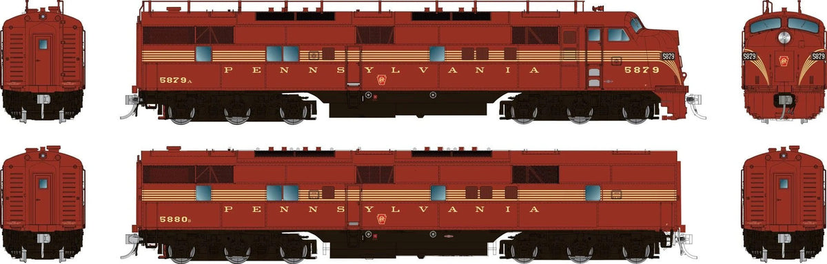 Rapido HO scale EMD E7A and E7B, Pennsylvania 5 stripe scheme
