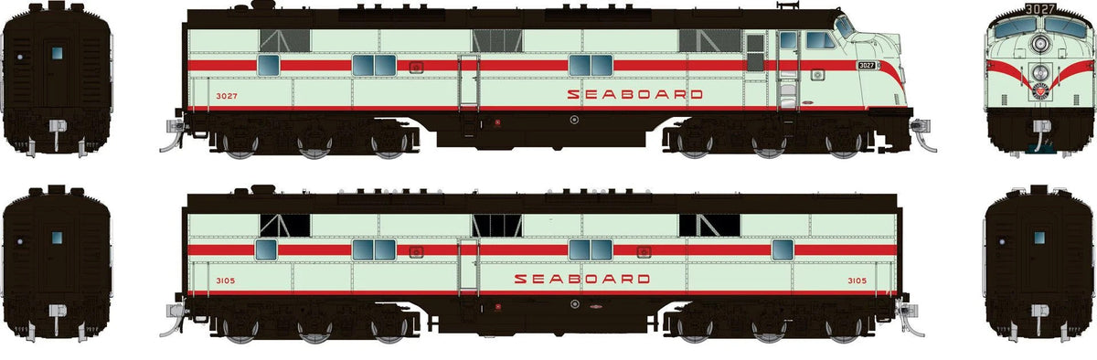 Rapido HO scale EMD E7A and E7B, Seaboard Air Line mint green