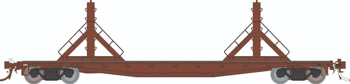 Rapido HO scale F30D 50' rail flat car, painted unlettered