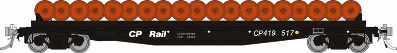 Rapido HO scale F30D 50' wheel flat car, Canadian Pacific MOW