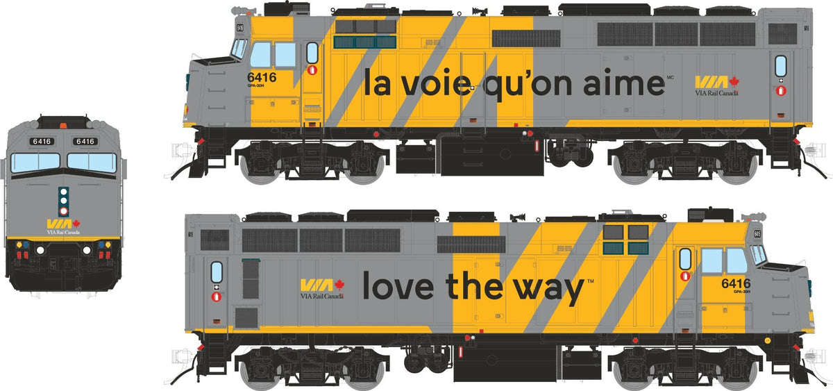 Rapido HO scale rebuilt F40PH-2D, VIA Rail Love The Way wrap