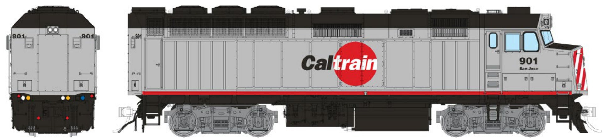 Rapido HO Scale EMD F40PH-2CAT — Caltrain Red Caltrain Logo #901 (DC/Silent)
