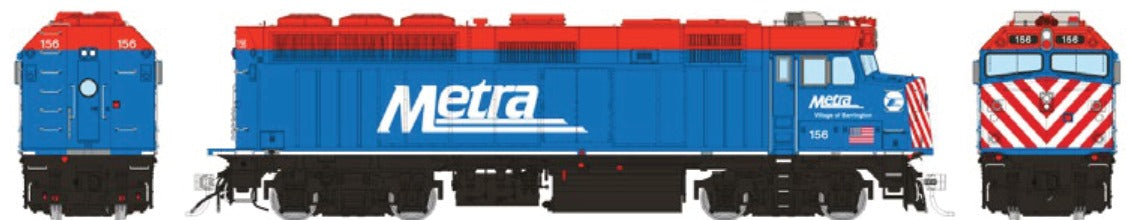 Rapido HO Scale EMD F40PH-2 with Ditch Lights — Metra Blue Scheme #156 (DC/Silent)