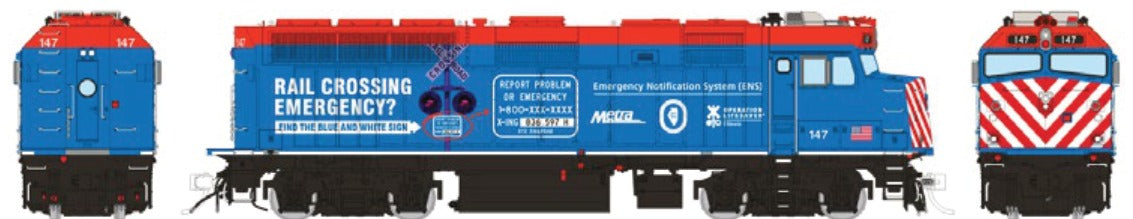 Rapido HO Scale EMD F40PH-3 — Metra Operation Lifesaver #147 (DC/Silent)