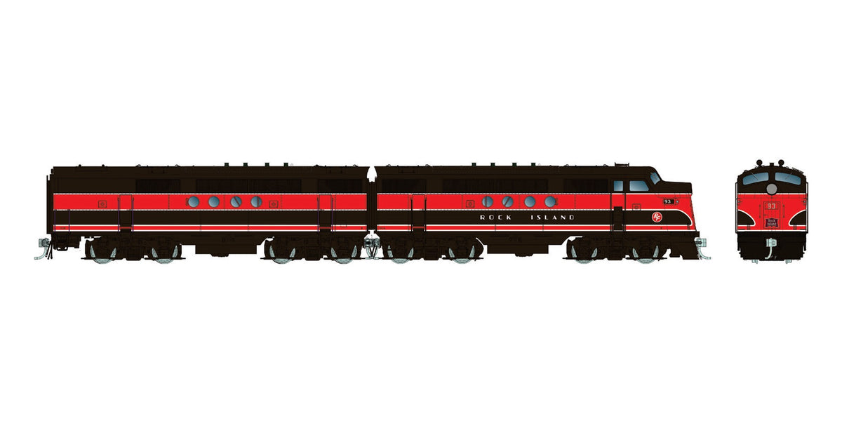 Rapido HO EMD FT A+B Set Rock Island Red & Black, Rocket Freight #93A / 93B