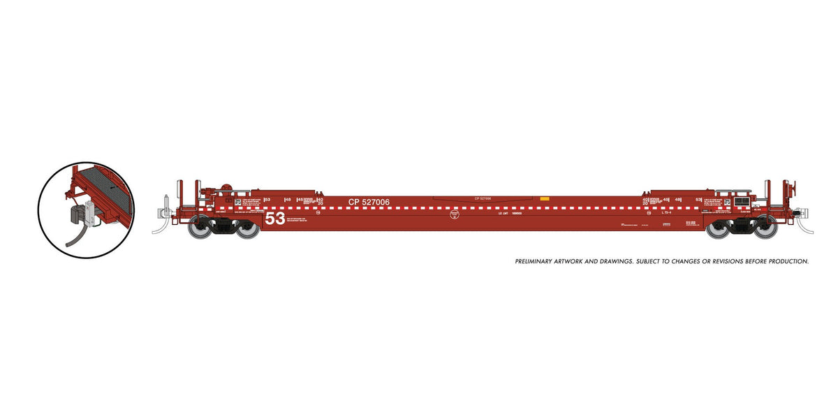 Rapido HO Gunderson 53' Husky Stack well car with working fred eot Canadian Pacific