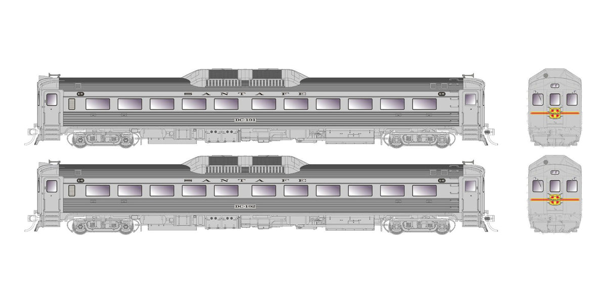Rapido HO Budd RDC-1 2-Car Set Santa Fe As Delivered DC-191 + DC-192