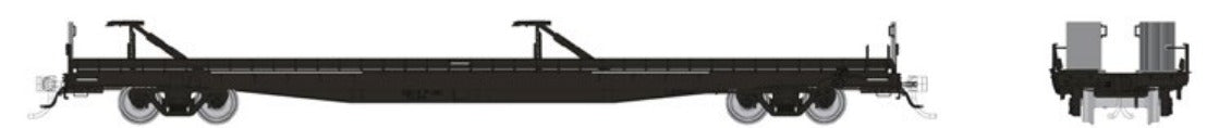 Rapido HO Marine Industries piggyback flatcar Black, unlettered