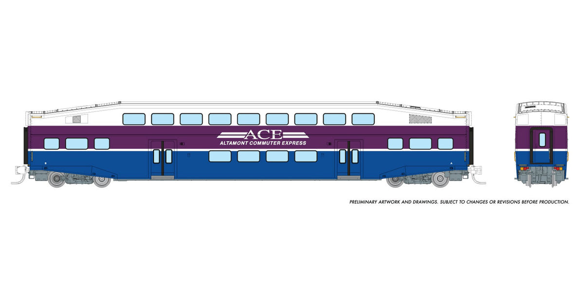 Rapido N scale BiLevel Commuter Car — Altamont Commuter Express (ACE) coach