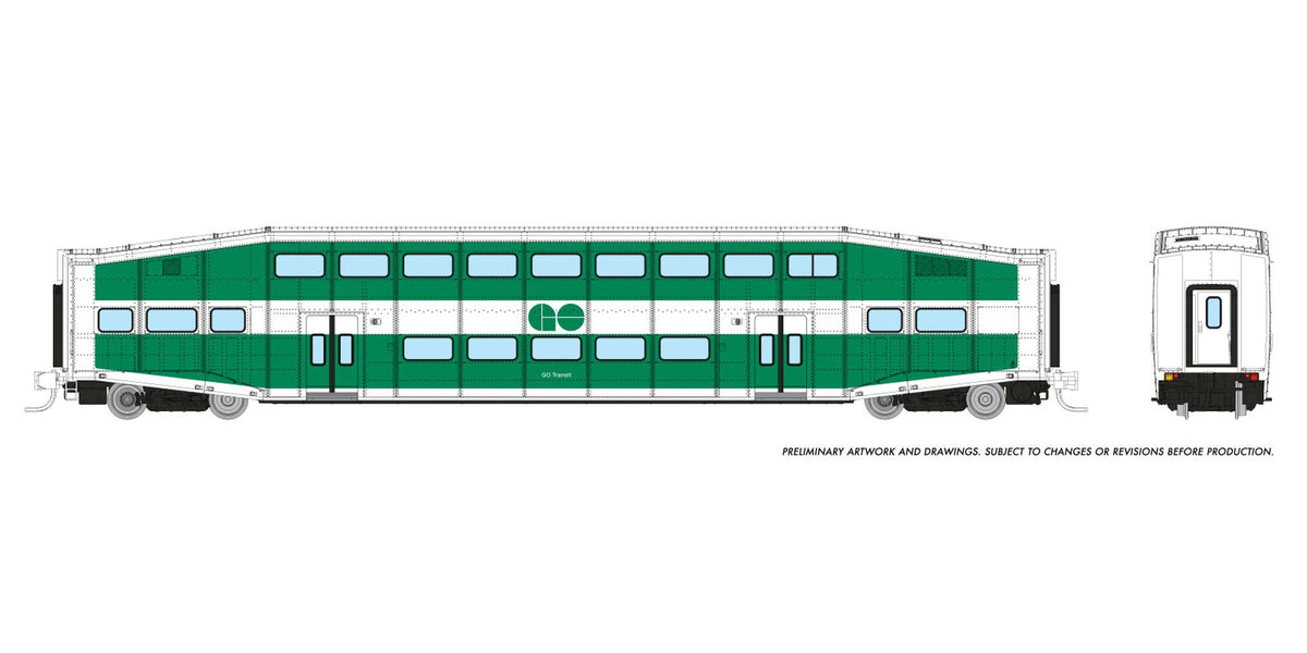 Rapido N scale BiLevel Commuter Car — GO Transit coach