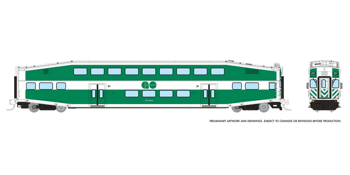 Rapido N scale BiLevel Commuter Car — GO/Metrolinx cab car