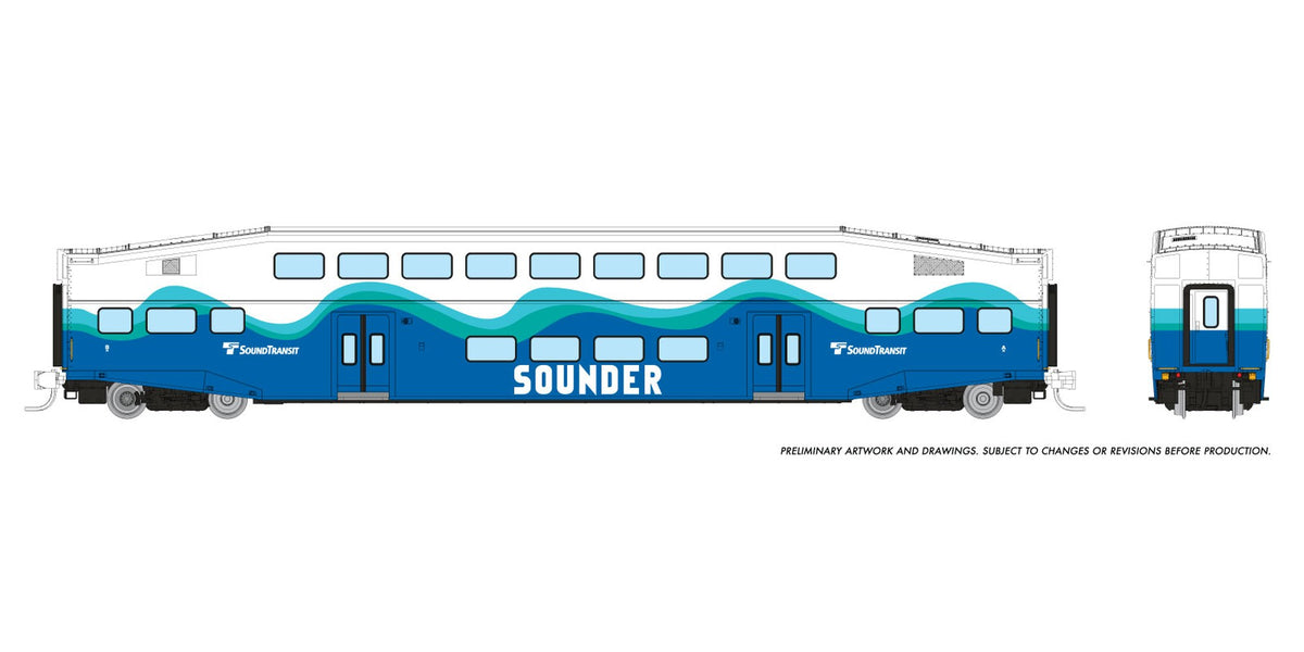 Rapido N scale BiLevel Commuter Car — Sounder coach