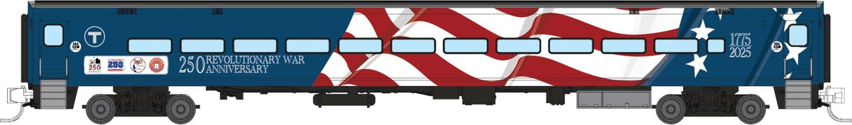 Rapido N scale Comet car coach, MBTA Massachusetts 250 wrap