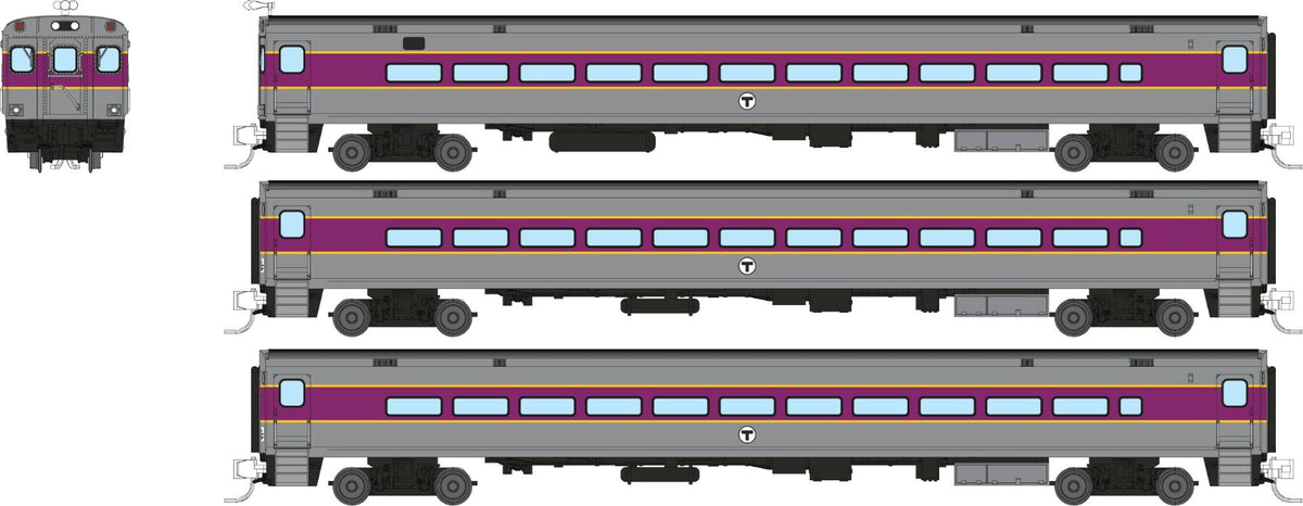 Rapido N scale Comet car set, MBTA late scheme