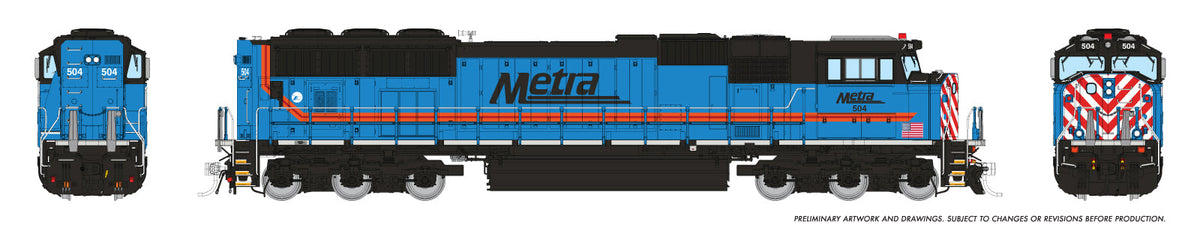 Rapido N scale EMD SD70MACH, Metra light blue and black