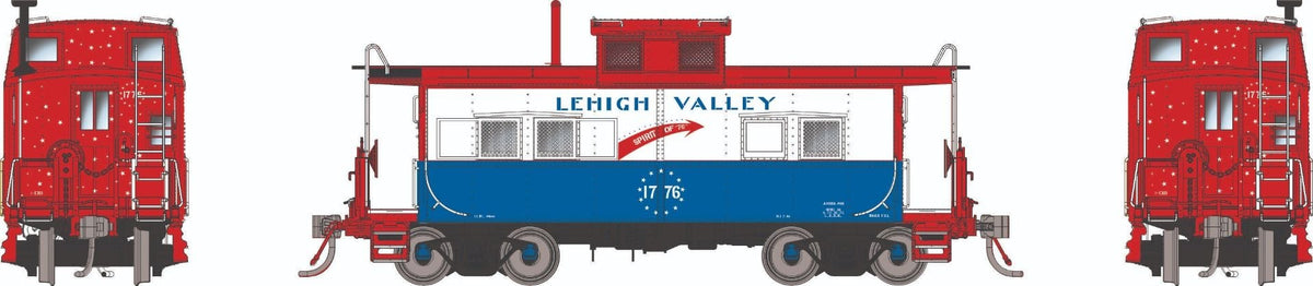 Rapido HO scale Northeastern-style steel caboose, Lehigh Valley Bicentennial scheme