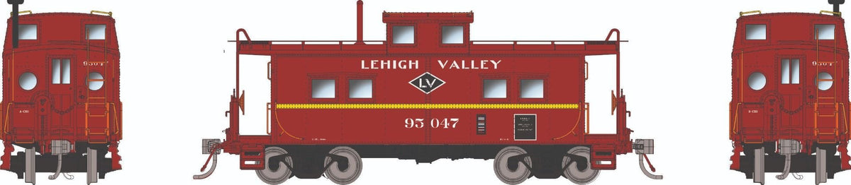 Rapido HO scale Northeastern-style caboose with porthole windows, Lehigh Valley Black Diamond