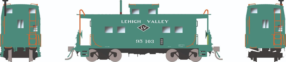 Rapido HO scale Northeastern-style steel caboose, Lehigh Valley green scheme