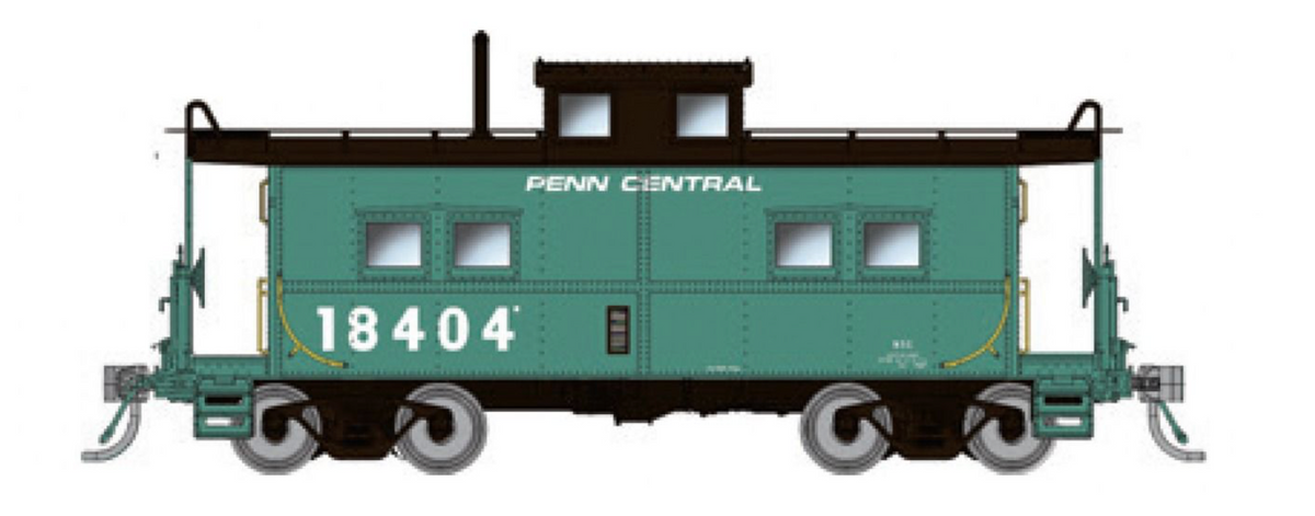 Rapido HO scale Northeastern-style caboose with porthole windows, Penn Central green