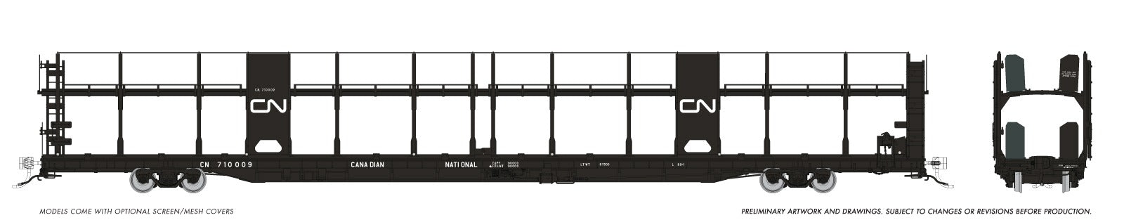 Rapido HO NSC 89' Bi-Level Autorack Canadian National Delivery 6-pack
