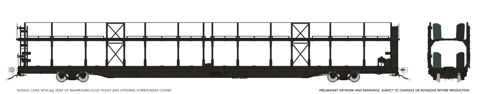 Rapido HO NSC 89' Bi-Level Autorack painted unlettered black