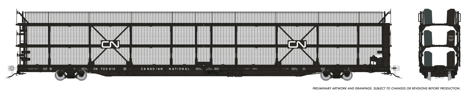 Rapido HO NSC 89' Tri-Level Autorack Canadian National Late