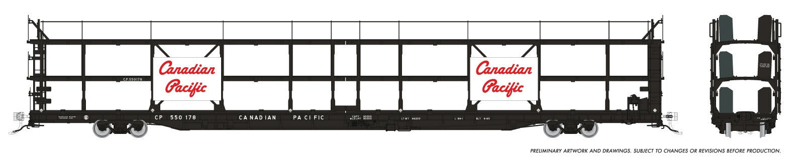 Rapido HO NSC 89' Tri-Level Autorack Canadian Pacific Script