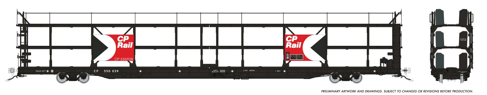 Rapido HO NSC 89' Tri-Level Autorack CP Rail Multimark 6-pack