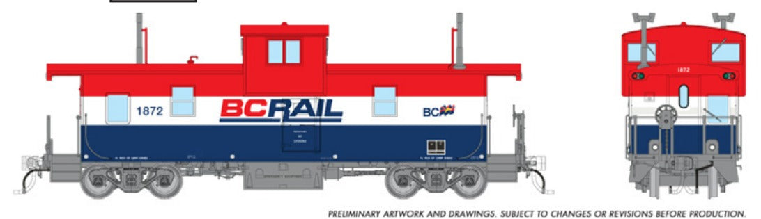 Rapido HO Squamish caboose BC Rail Late Red/White/Blue #1860