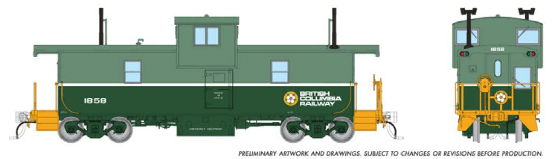 Rapido HO Squamish caboose BC Rail Two-Tone Green, Early Dogwood Logo #1870