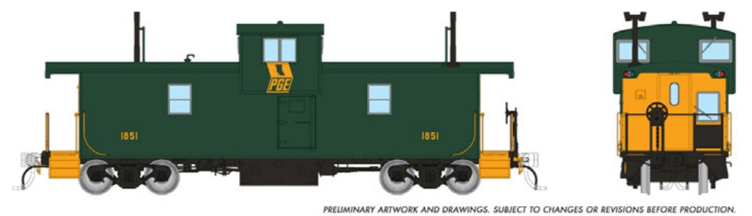 Rapido HO Squamish caboose PGE Original Scheme #1851