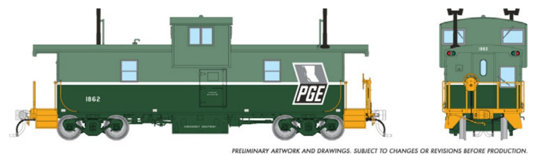 Rapido HO Squamish caboose PGE Two-Tone Green, Grey Map #1861