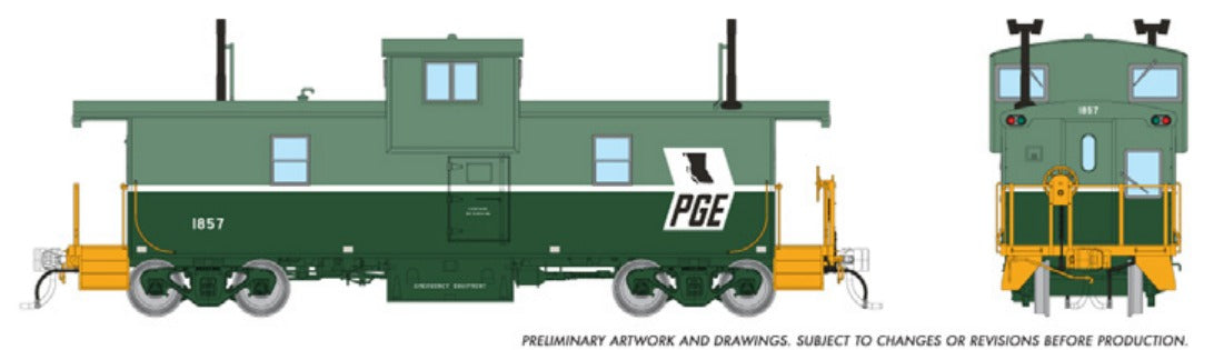 Rapido HO Squamish caboose PGE Two-Tone Green, Small Black Map #1857