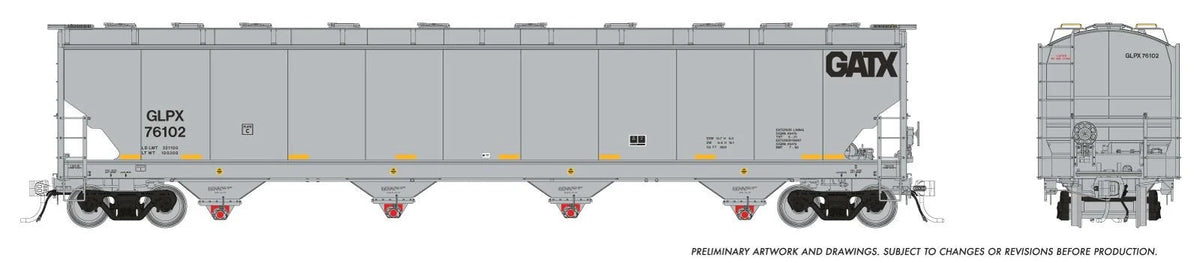 Rapido HO scale Trinity 6221 cu ft covered hopper, GLPX General American Marks