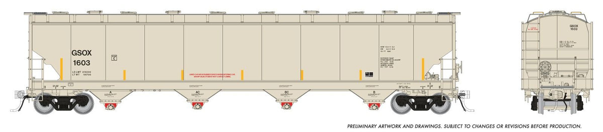 Rapido HO scale Trinity 6241 cu ft covered hopper, GSOX Sasol Chemicals