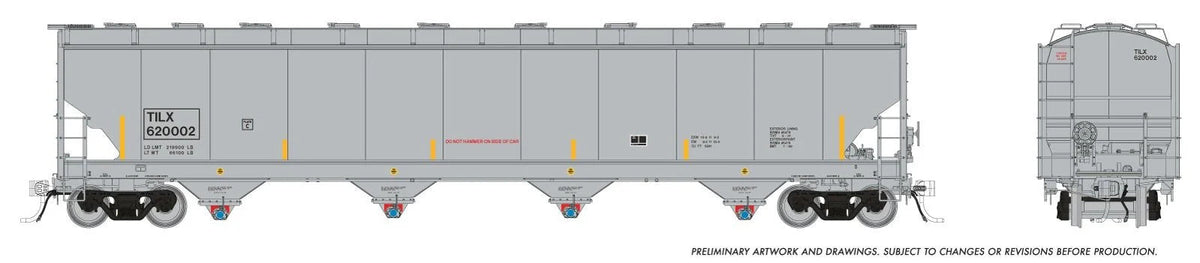 Rapido HO scale Trinity 6221 cu ft covered hopper, TILX Trinity Industries Leasing