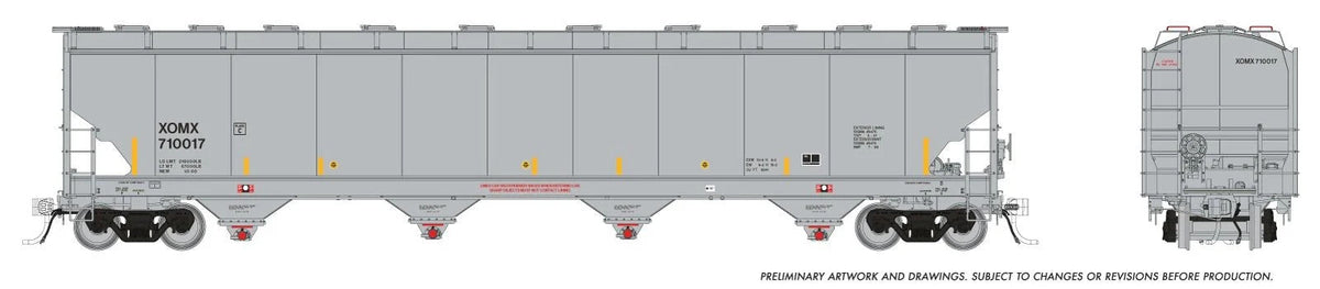 Rapido HO scale Trinity 6221 cu ft covered hopper, XOMX Exxon-Mobil