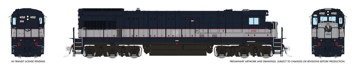 Rapido HO scale GE U34CH, NJ Transit Bluebird with nose logo