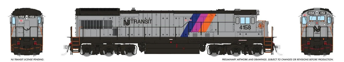 Rapido HO scale GE U34CH, NJ Transit Disco Stripe