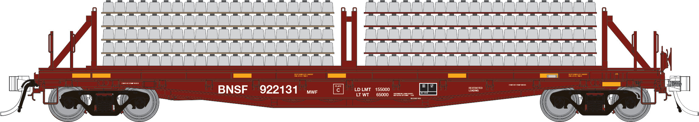 Rapido HO F30D 50' Wheel Flat Car: CP - MOW: 3-Pack