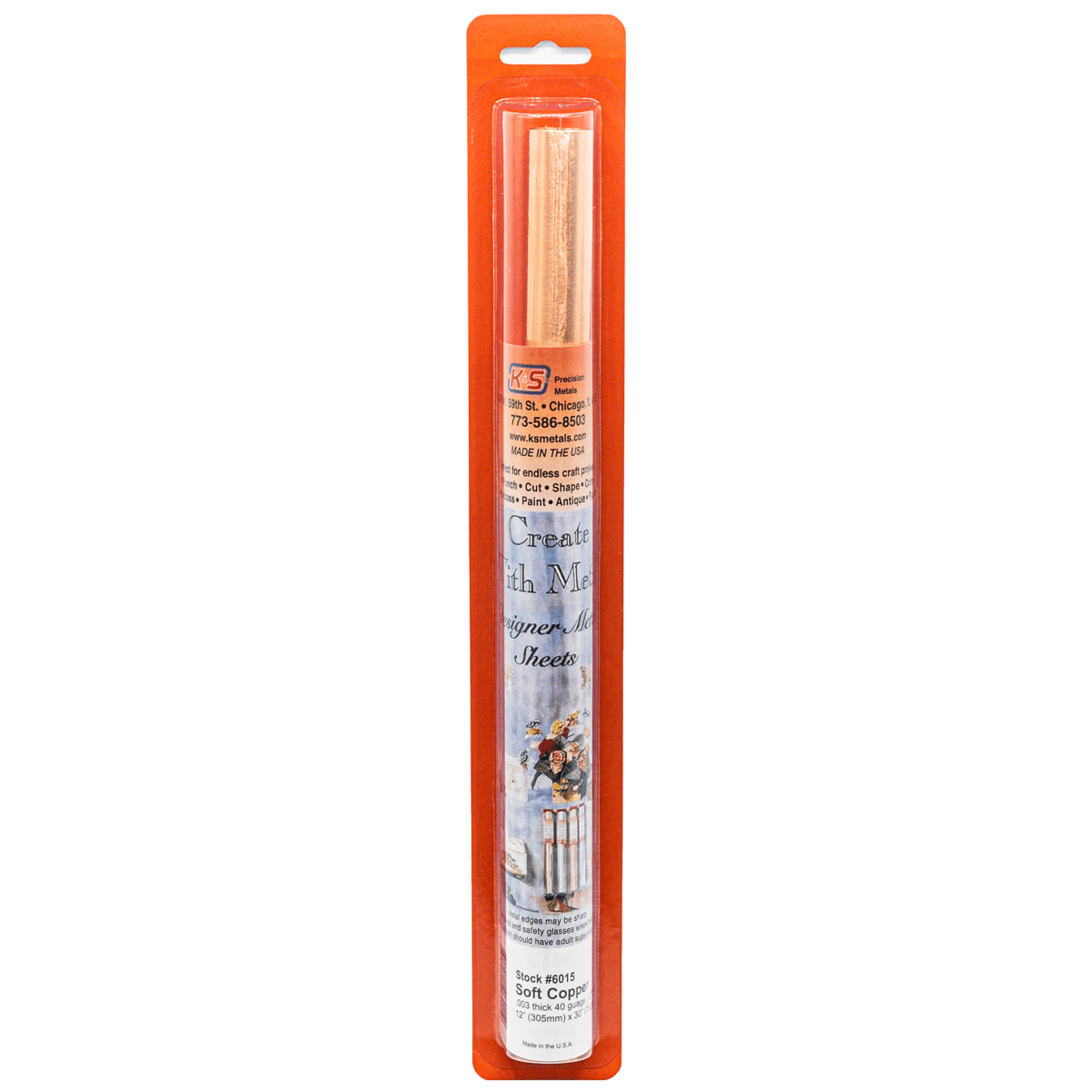 K&S 6015 Copper Crafting Foil 0.003" Thick x 12" Wide x 30" Long (1 Roll) - Oakville Model Trains Depot
